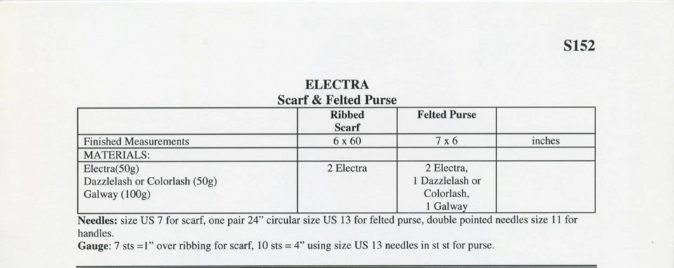 Plymouth Yarn Knitting Pattern S152 Electra Scarf & Felted Purse / Bag - Image 2 of 2