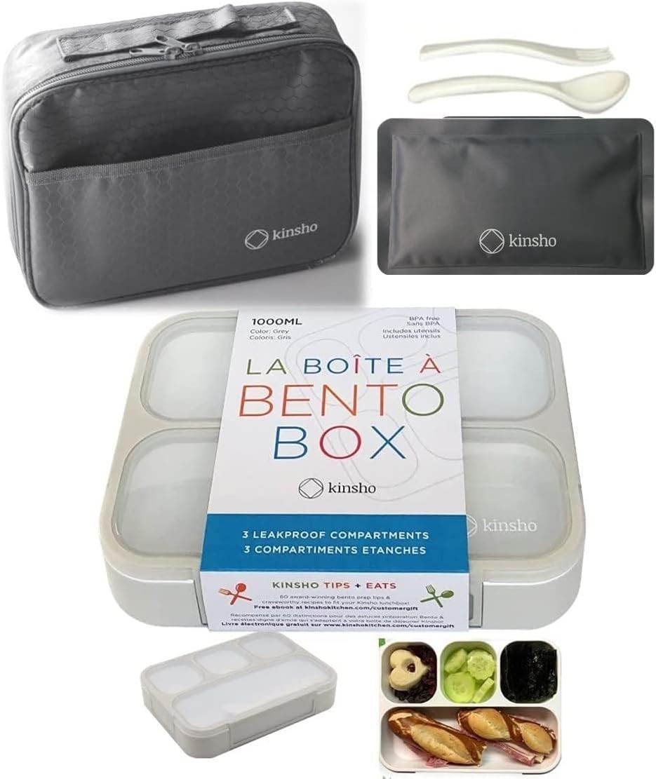 Bento-Box with Lunch Bag and Ice Pack Set. Containers for Kids Adults Boys Girls