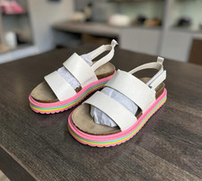 Carters Girls Carlyle Platform Sandals Size 11 White Rainbow Hook Loop Slingback