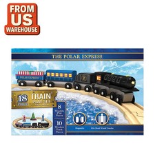 The Polar Express 18pc Wooden Train Set Deluxe Edition Compatible with BRIO