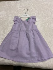 United Colors Of Benetton Baby Lilac Summer Linen Mix Dress 12-18 Months