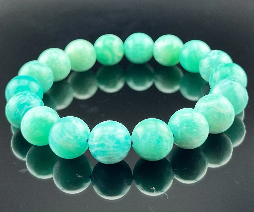 Pulsera de cuentas de amazonita de 12 mm con piedras preciosas naturales Foto 4 de 4