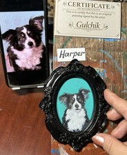 Custom Original Pet Portrait Cat Dog in 3  x 4" Memorial Painting Process Videos