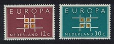 Netherlands Cross design Europa 2v 1963 MNH SG#958-959