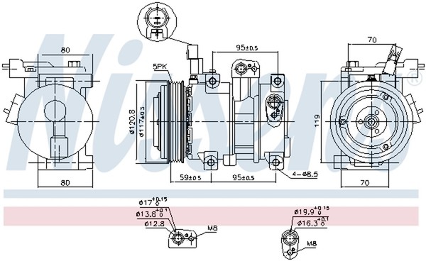Kompressor Klimaanlage ** First Fit ** Nissens 890683 FüR Hyundai 12V I20 1 Pb-image