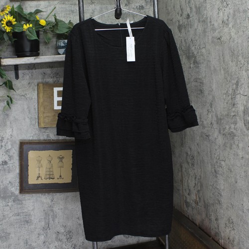 Ny Collection Womens Textured Knit Plus Size Dress WTXD4237D Black 3X - Picture 5 of 8