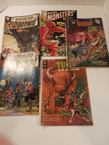 Vintage early 70s Comic Books Lot Of 5 House Of Mystery,turock,ect .