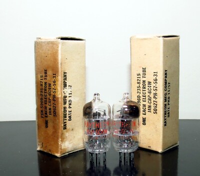 RARE Matched Pair NOS/NIB Raytheon JRP-6C4W black plates tubes - 1957