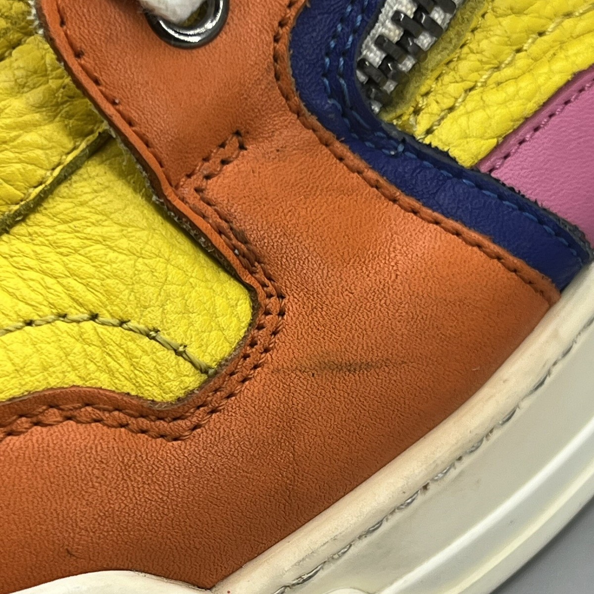 Versace Spring 2015 Sneakers Men’s 10 US, 43 EU‎ Yellow Pink Leather Zip Strap Versace Spring 2015 Menswear Collection | Vogue main image 4