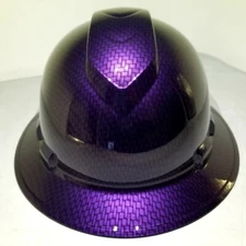 Hard Hat FULL BRIM custom hydro dipped , OSHA  MOPAR PLUM CRAZY CARBON FIBER 