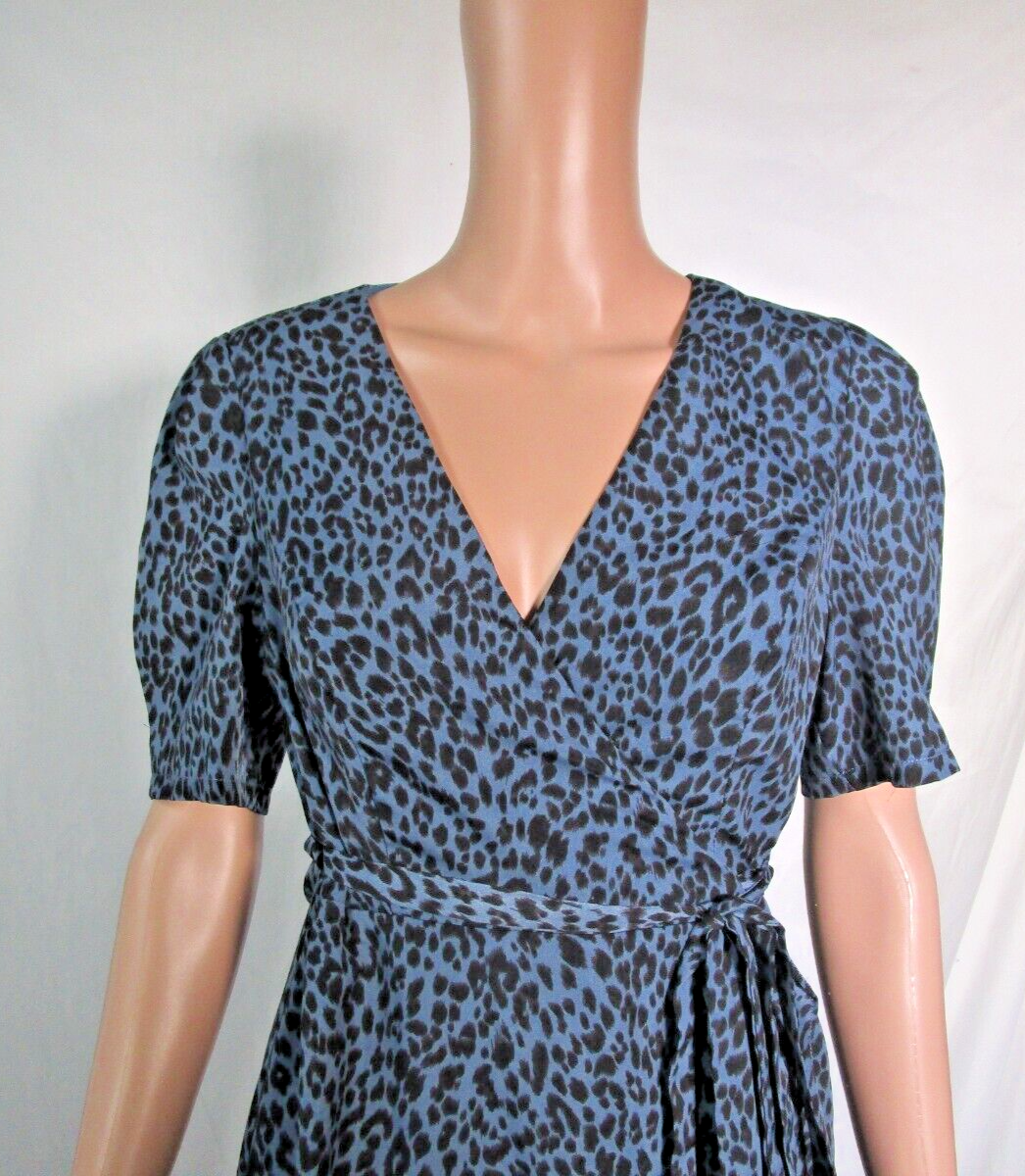 blue animal print wrap dress Leopard Print Wrap Dress – Dotty main image 0