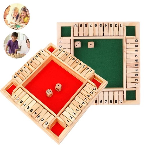 Jeu De Dés En Bois Avec Rabats - Pour 4 Joueurs - Idéal Jeux De Société Entre Amis