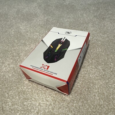 X1 Profi Gaming Maus Mehrfarbig USB Kabelgebunden AntiRutsch Roller, Schwarz Neu