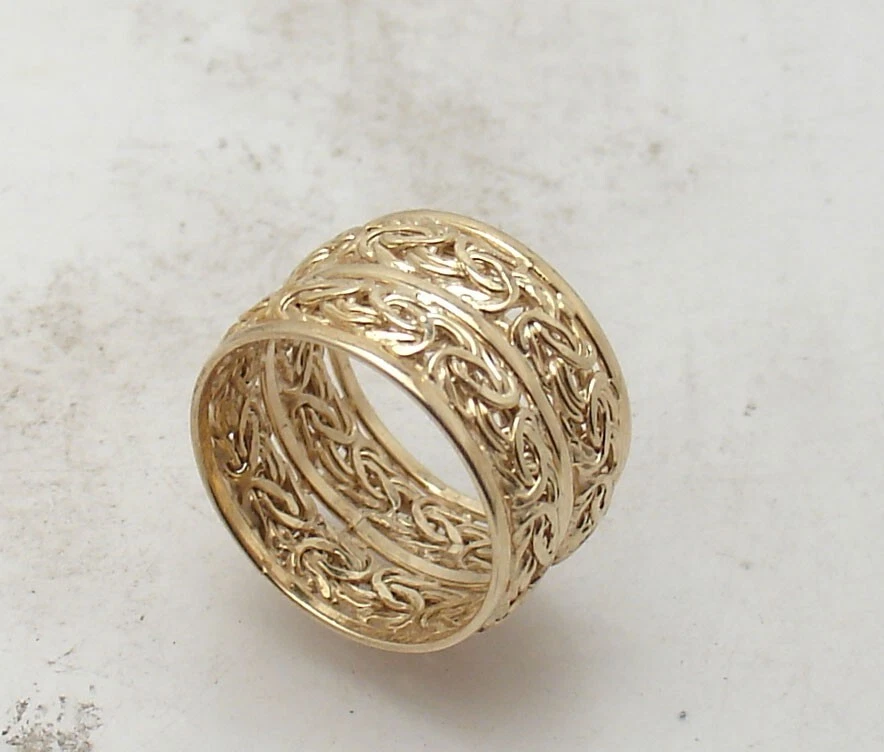 Size 8 Technibond Double Framed Byzantine Ring 14K Yellow Gold Plated 925 Silver - Image 4 of 4