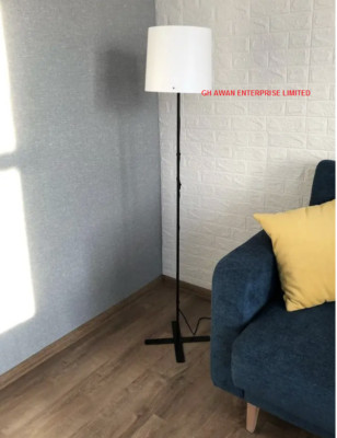 IKEA BARLAST hohe Steh Stehlampe schwarz-weiß Stahl weicher Schirm Dekor 150 cm