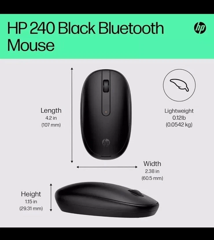HP 240 Bluetooth Wireless Optical Mouse - Black | Bluetooth 5.1 | New - Image 4 of 4