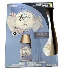 Glade Automatic Spray Starter Unit w/ Clean Linen Refill 6.2 oz & 2 AA Batteries