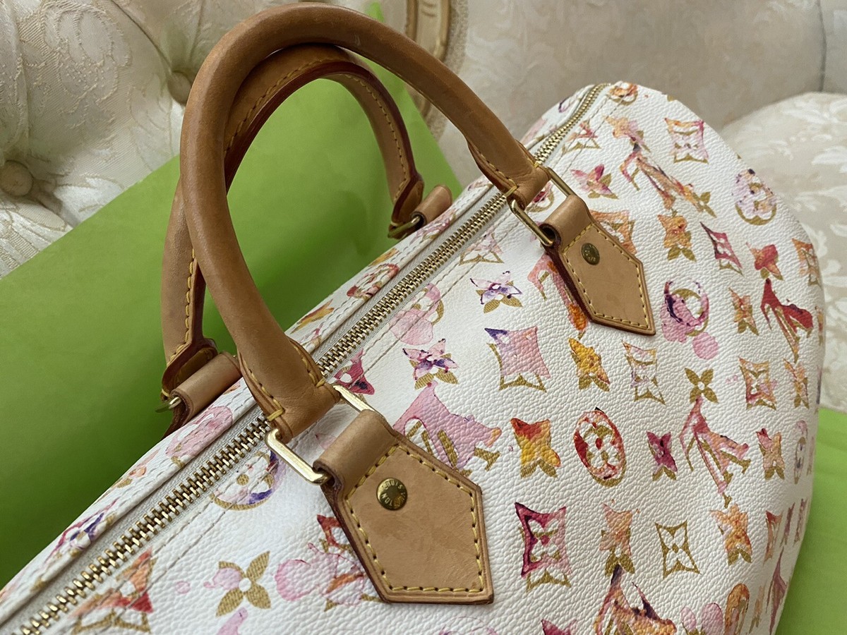Louis Vuitton Speedy 35 Monogram Water Color White Boston M95752