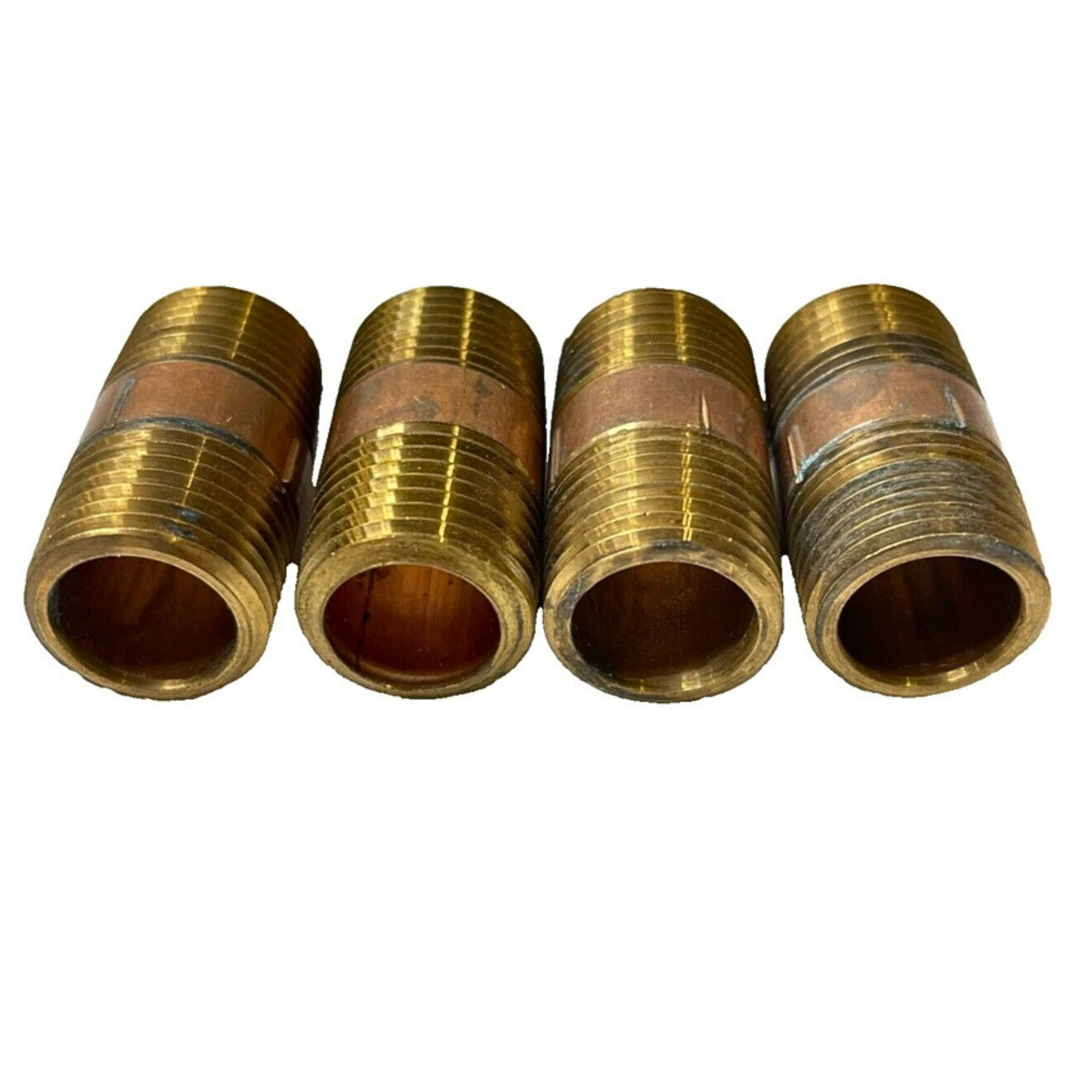 Lot of 4 Smith Cooper 1/2" x 1.5" Male Brass Pipe Fittings MIP Threaded Solid