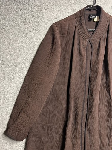 Eileen Fisher Jacket Womens Medium Brown Long Open Front Silk Blend $175 - Picture 8 of 16