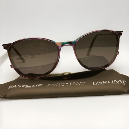 Takumi Frames TK1267 Purple Teal CHIC + Magnetic Sun Glasses Clip On 52-18 135mm - Picture 6 of 10