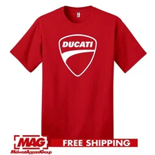 DUCATI RED T-SHIRT Logo Motorcycle Racing Sport Rally Bike Tee MotoGp Tshirt