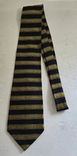 Vintage Patrick Francis Ireland Navy Blue & Gold Silk Neck Tie Neck Tie