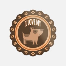I Love My Dog Animal Badge Vinyl Sticker Decal