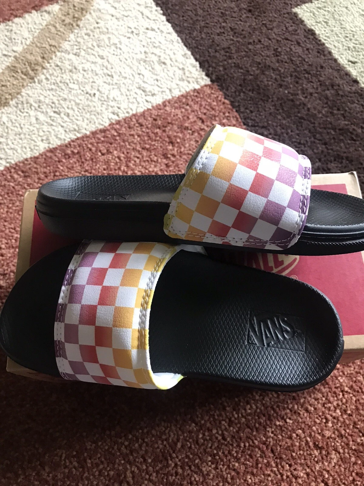 Sandali Vans Range Rainbow Check Slide bambina taglia 13 Missy nuovi con scatola