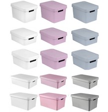 Storage Box Container Lidded Basket Handles 5 Sizes Home Wardrobe Bedroom Toys