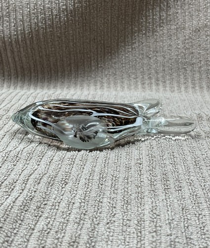 Vintage Art Glass Fish Hand Sculpture Paperweight Purple/white Stripes - Picture 5 of 10