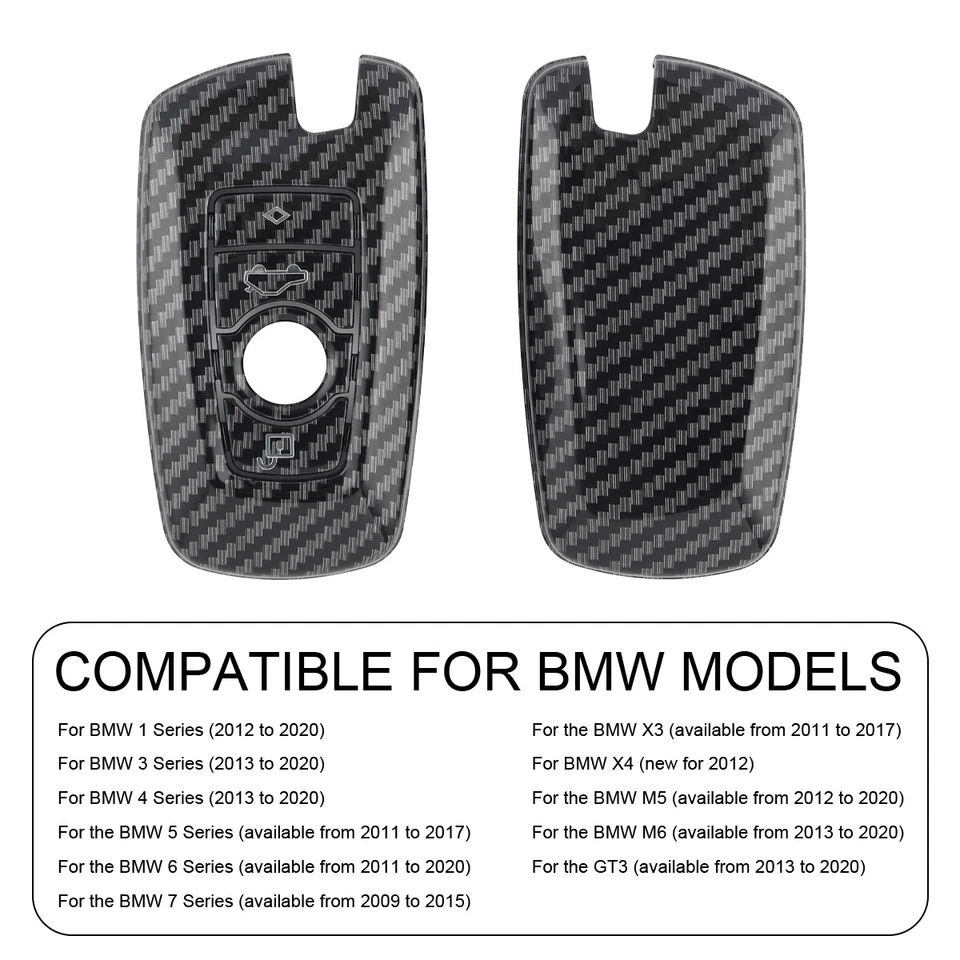 2x Fibra de Carbono Inteligente RC Coche Llave Estuche Cubierta Soporte para BMW F30 F10 320i M3 M4 M5 Foto 4 de 4