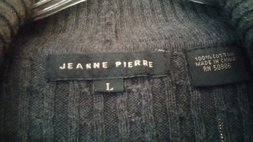 Jeanne Pierre Women's Size L 100% Cotton Gray Cable Knit Turtleneck Top - Picture 3 of 4