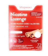Nicotine Polacrilex Lozenges 4mg Cinnamon Flavor 72 Count Stop Smoking Aid