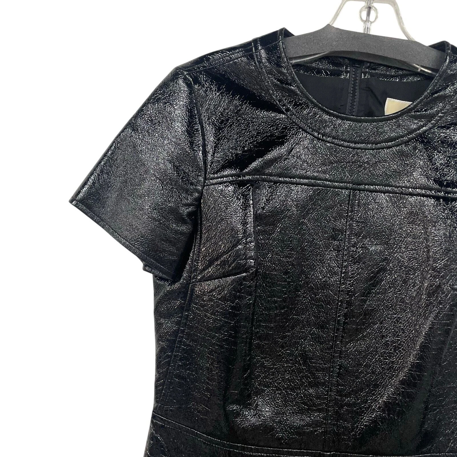 Abito tubino Michael Michael Kors manica corta ecopelle nero donna 2 nuovo con etichette