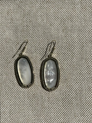 Kendra Scott Pave Luxe Elle White Mother Of Pearl Crystal Gold Earrings RARE - Picture 12 of 17