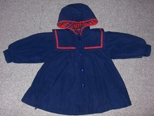 Vintage London Fog Girls Madeline Style Red Plaid Lined Hooded Coat Navy Blue 5