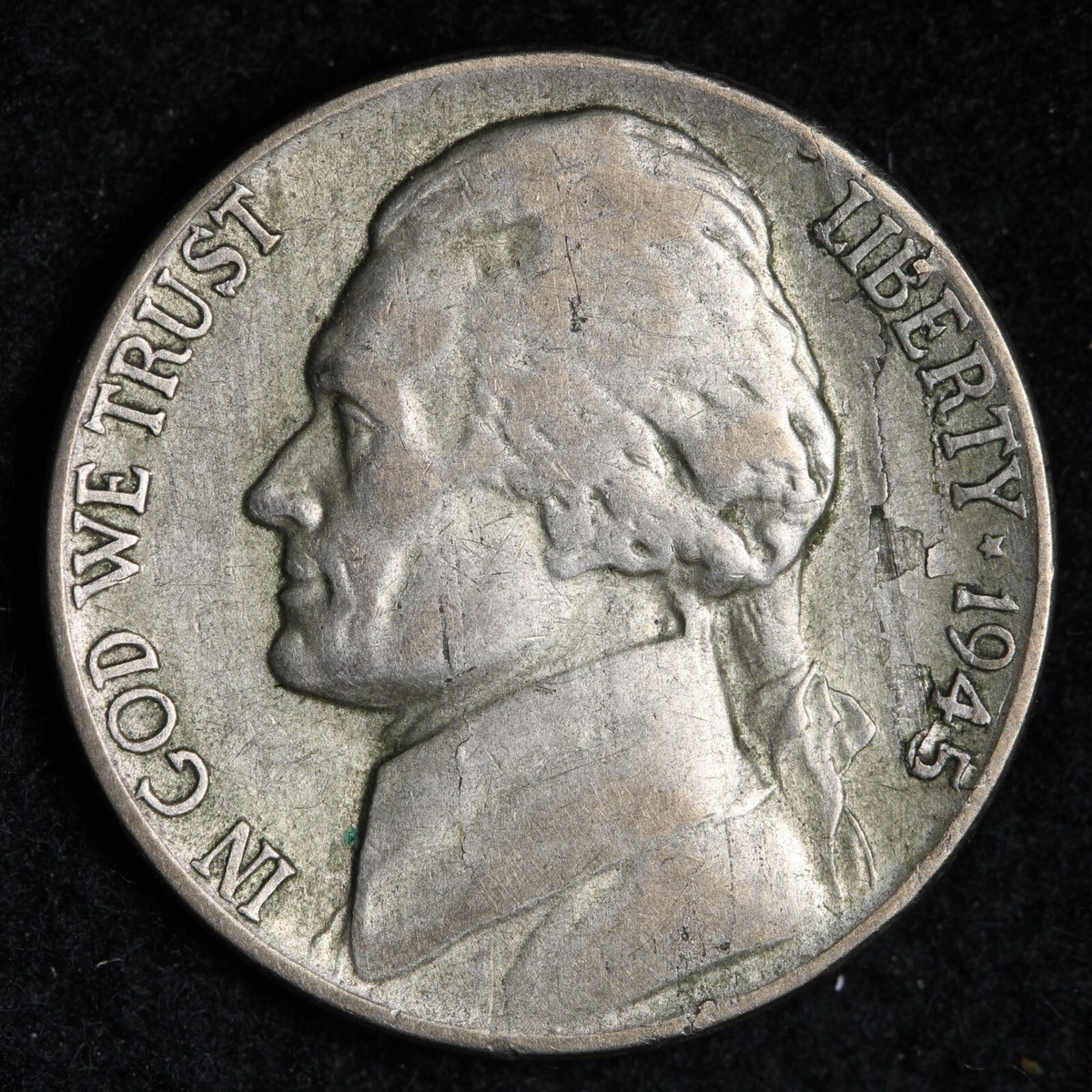 1945-P DDR DOUBLE DIE REV Jefferson Nickel CHOICE XF Lamination