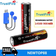 1-4x TrustFire 900mAh 14500 3.7V Li-ion Rechargeable Battery With PCB Protect US