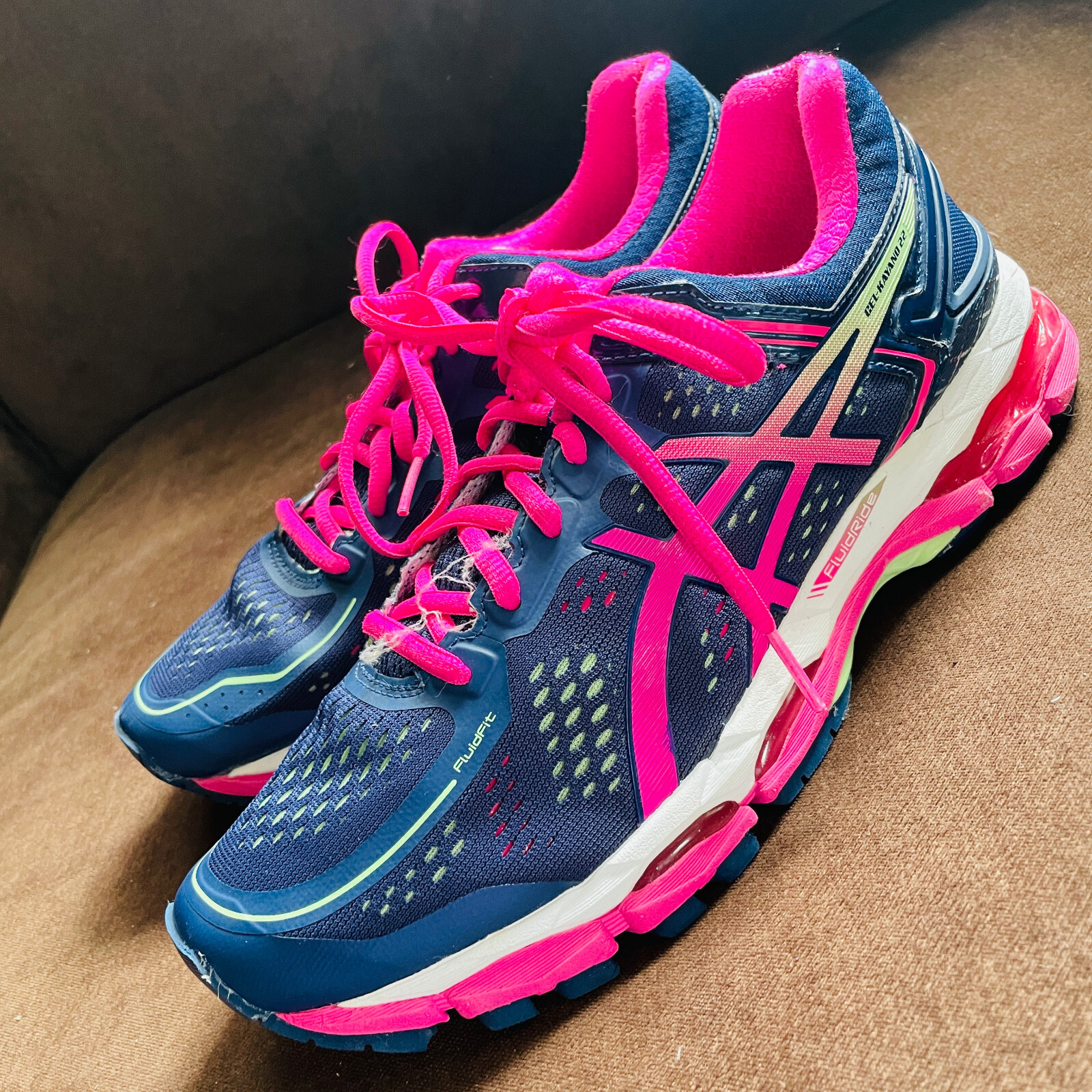 A S I C S GEL KAYANO 22 WOMEN US 9 RUNNING SNEAKERS T597N NAVY PINK 40.5 EUR image 8