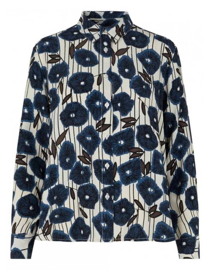 BNWT Masai Copenhagen Imma A Shape Loose Shirt - True Navy Floral - Size XS £99