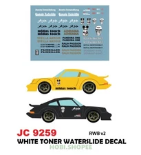 JC-9259 White Toner Waterslide Decal RWB V2 For Custom 1:64 Hot Wheels
