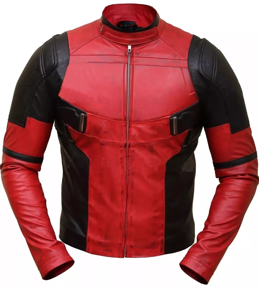 Wade Wilson Deadpool Jacket | Ryan Reynolds Men’s Real Leather Biker Cosplay