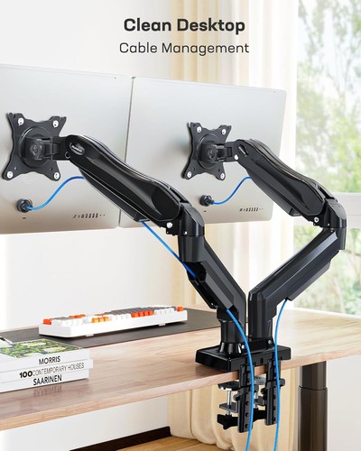 HUANUO Dual Monitor Arm 13–32", Adjustable Desk Mount, VESA 75/100 - Photo 10/11