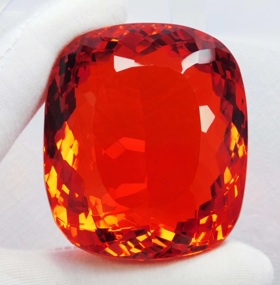 "Certificado 668,60 Ct Topázio Natural Laranja-Vermelho - Pedra Preciosa Solta Corte Almofada" - Imagem 4 de 4