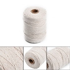 Natural Beige Cotton 2/3/1mm Twisted Cord Rope Artisan Macrame String DIY