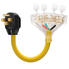 50 Amp to 20 Amp 110V RV Distribution Adapter Cord, NEMA 14-50P Male to 4X 5-...
