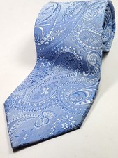 STAFFORD 100 Silk Tie Men's Light Blue White Paisley Necktie NEW