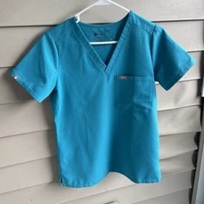 Figs Technical Collection Scrub Top Womens XS Turquoise FW1000 Career Nurse