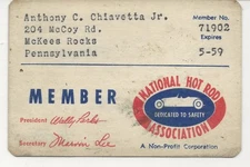 1958-59 National Association Membership Card